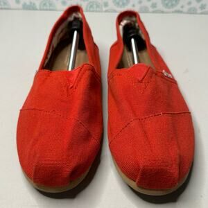 Toms Alpargata Womens 10M Classic Slip On Canvas Shoes Loafers Red Flats